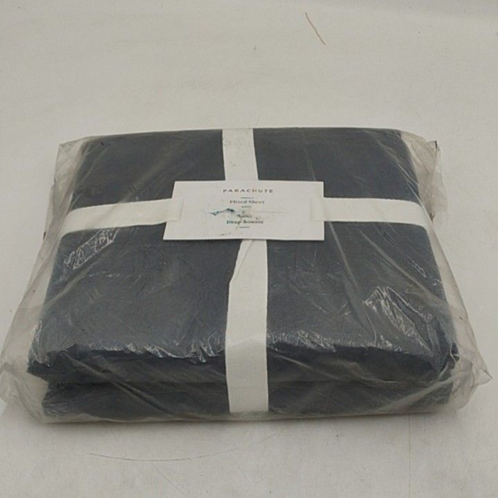 Parachute Percale Fitted Sheet Only Queen Blue Dusk Cotton Solid Bedding Adults